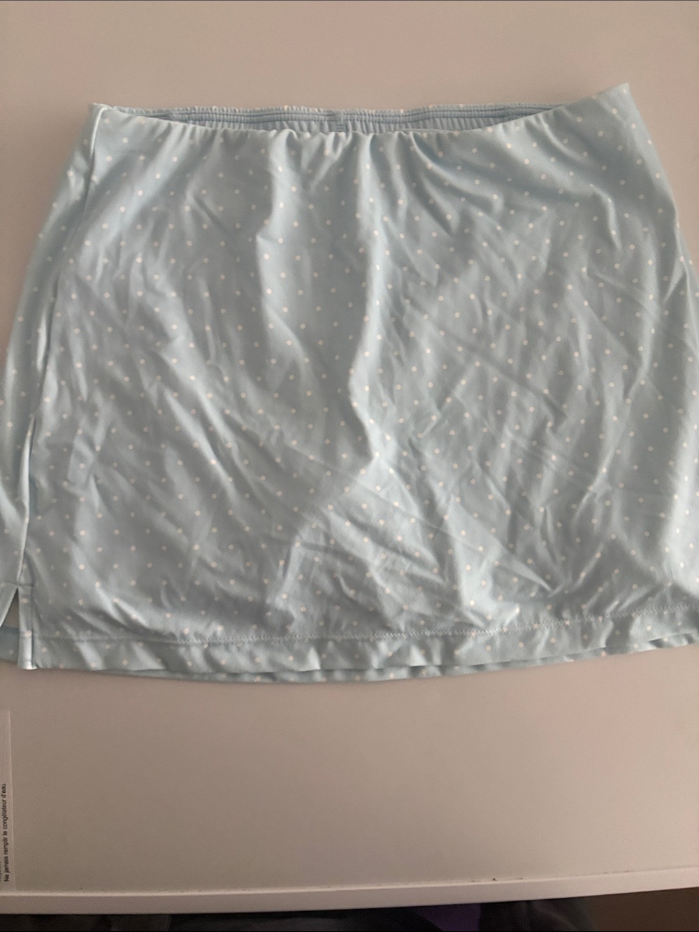 JoyLab Light Blue Mini Skirt with White Polka Dots
